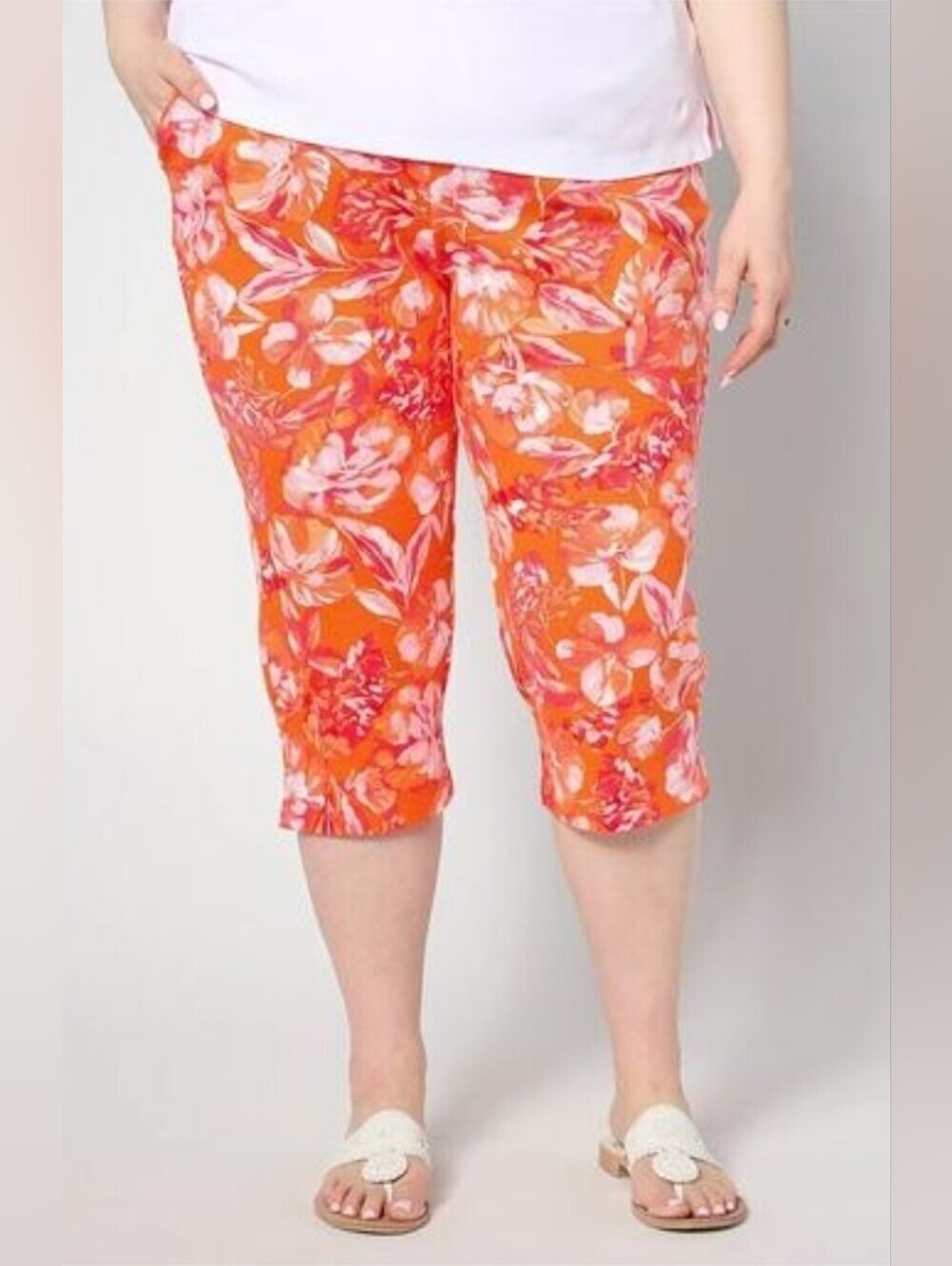 Floral Capri Pants 1x